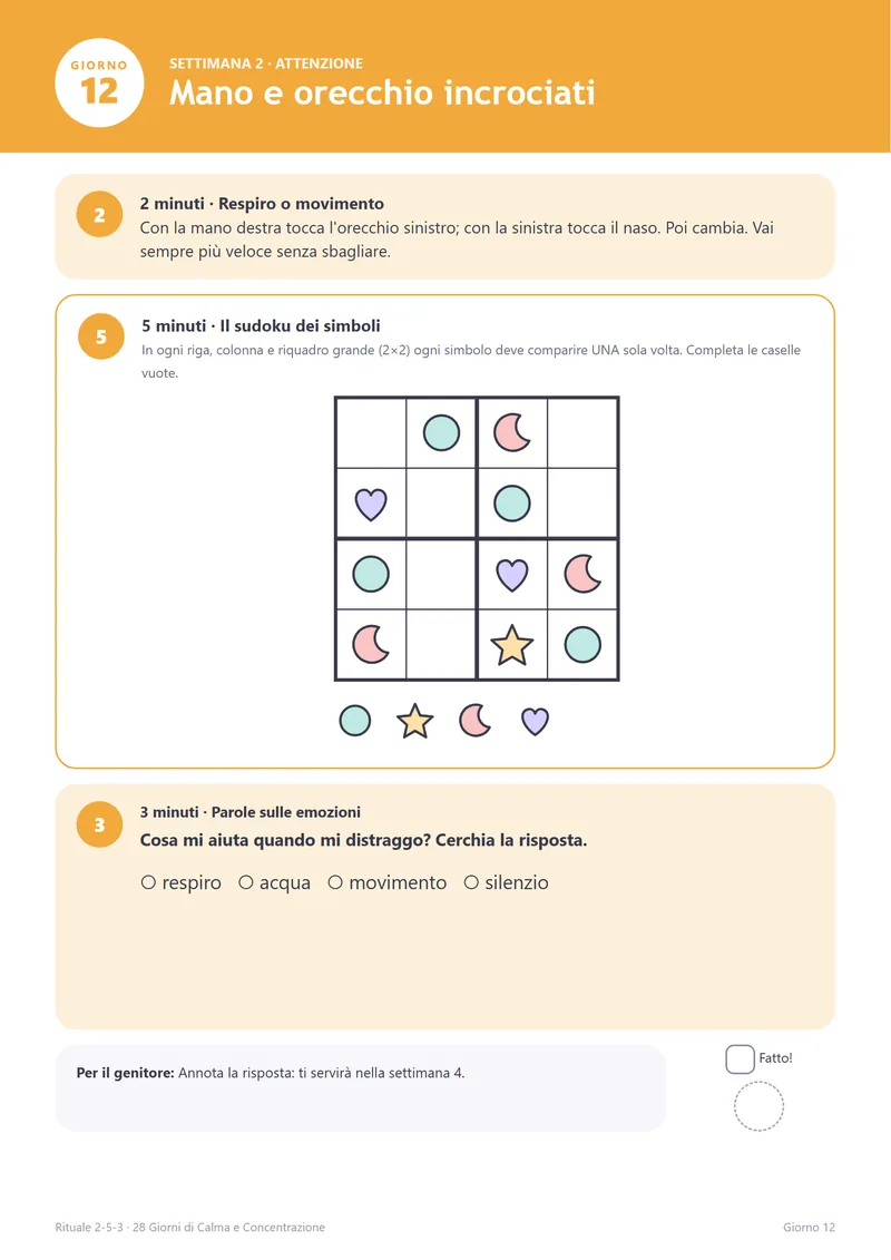 Scheda del giorno 12: sudoku dei simboli