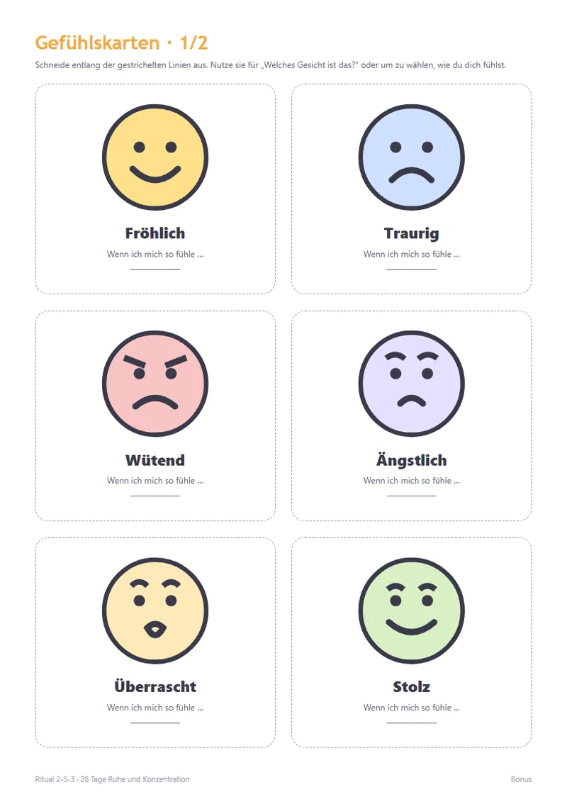 Gefühlskarten zum Ausschneiden