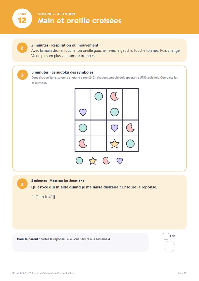 Fiche du jour 12 : sudoku des symboles